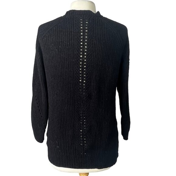 Members Mark Cardigan Chenille Sweater Womens Medium Black Open Front - Picture 2 of 7